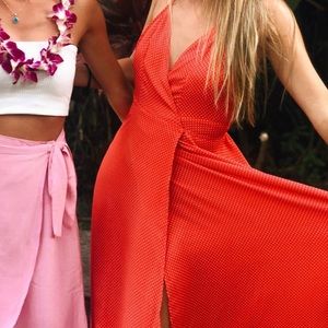 Red and White Polka Dot Maxi Dress